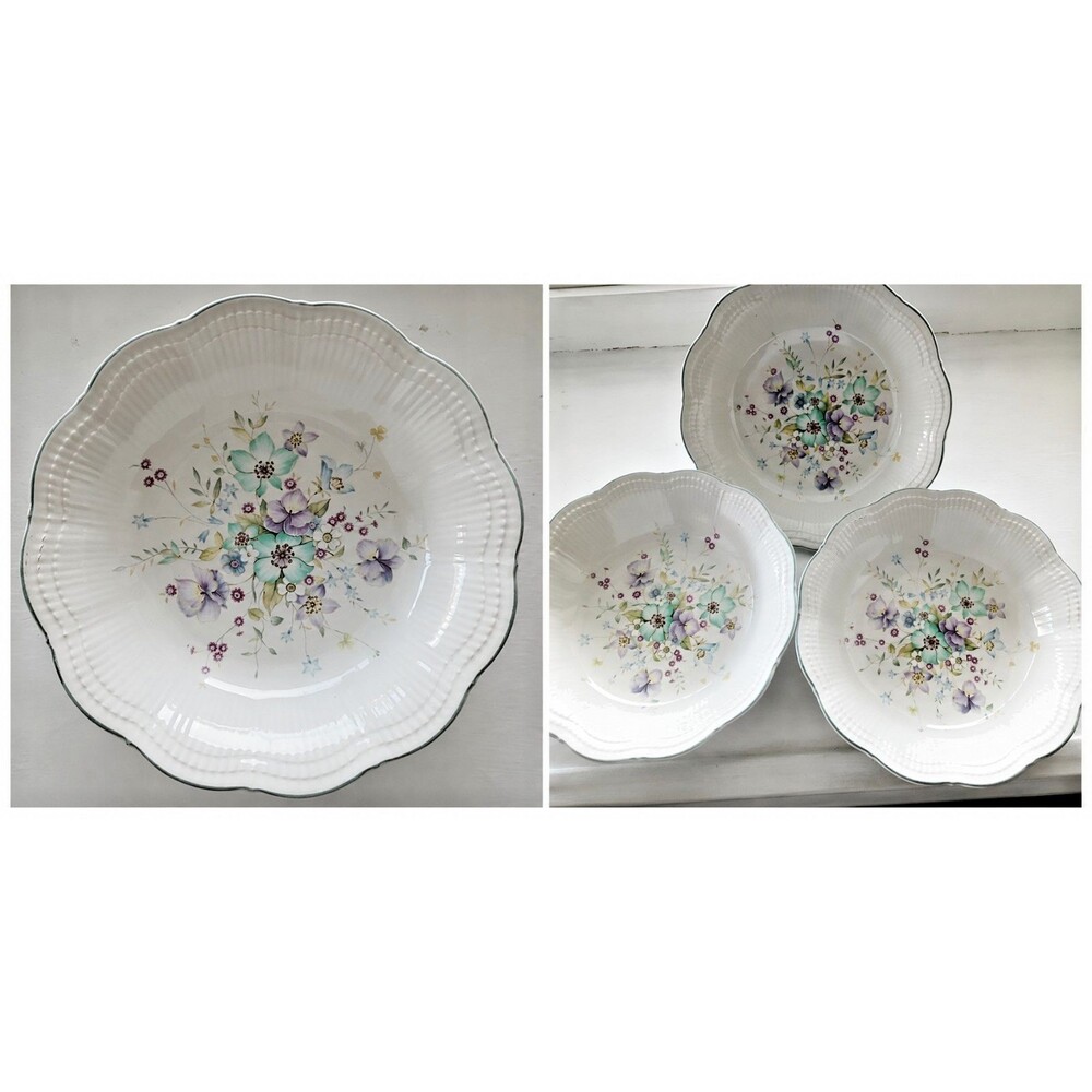 3 Mikasa Allura Chantal Soup Bowls China DH 902 Discontinued Pattern 1980s